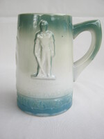 Zsolnay fajansz korsó bányász MECSEKI SZÉN Pécs Szászvár Komló