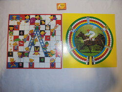 Két darab retro, két oldalú társasjáték alaplap, tábla együtt - Lóverseny, Ki nevet a végén,....