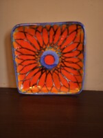 Ritka szicíliai kézműves kerámia tál – Santo Stefano di Camastra, geometrikus minta, 16 cm