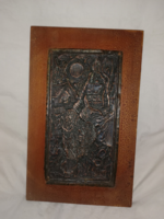 Busó bronz repossé, falikép Kovács jelzéssel   O