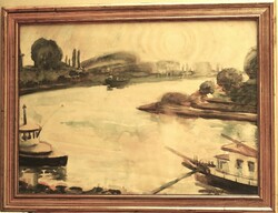 (N) Szili Török Dezső (1897-1970) : Hajók a Tiszán