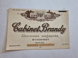 Cabinet Brandy italcímke UNICUM LIKŐRGYÁR Budapest 0,7 l - retro