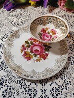 Eladó gyönyörű régi Bavaria porcelán Winterling rózsás aranyozott csésze tanyerral!