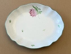 HERENDI PORCELÁN, OVÁLIS ALAKÚ, FESTETT VIRÁGOS KÍNÁLÓ TÁL 27 X 21.5 CM