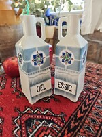 Régi szecessziós fajansz ecet és olajtaroló