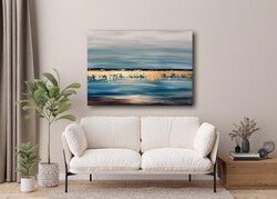 JMModernAbstract: COAST IN GOLD 100X70 cm-es kortárs festmény feszített vásznon