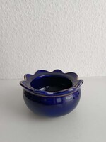 Hollóházi kobaltkék kis tálka, arany díszítéssel a Szakmáry időszakból