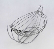 1Y387 Nagyméretű, modern inox asztalközép kínáló, gyümölcskosár hinta 31 x 17 cm