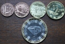 Namíbia 10-20-50 cent 1-5 dollár 2025