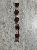 Gyönyörű! 835-ös ezüst karlánc borostyán kövekkel