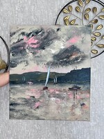 ••• modern szürke balatoni idill ! ! PreszyArt 60x50 vászon•••