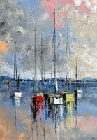 Vitorlás festmény 80x50cm vászon PreszyArt Balaton