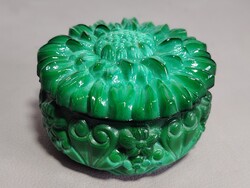 Art deco Malachit üveg ékszertartó doboz 1930 ALKUDHATÓ