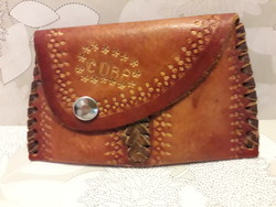 CUBA jelzésű barna bőr 1 fakkos pénztárca hibátlan 16x9cm.