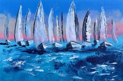 •••HULLÁMZÓ BALATON! ! PreszyArt 40x60cm vászon•••