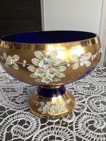 Bohemia 18 karátos arannyal, plasztikus virágmintával cobalt kínáló!