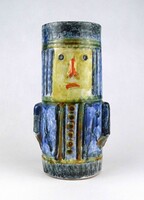 1Y670 Fórizsné Sárai Erzsébet : Kerámia lovag váza 22.5 cm