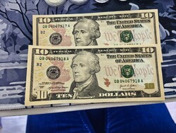 10 dollár 2021 USA amerikai UNC (sorszámkövetők)