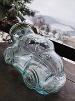 Vintage olasz design üveg Volkswagen bogár cukorkatartó