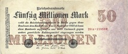 50 millió márka 1923.07.25. Privát kiadás 6 jegyű sorszám Németország 2.
