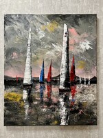 ••• Balatoni vitorlások! ! PreszyArt 60x50 vászon•••