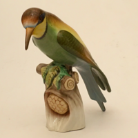 SZÉP, ÉLÉNK SZÍNŰ, GYŰJTŐI DARAB! Herendi méhész madár - gyurgyalag porcelán figura szobor hibátlan