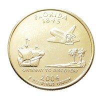 USA,quarter dollar 2004 D - Florida - aranyozott aUNC+ nikkel