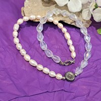 Édesvízi  gyöngy és kristály nyakék, elegáns és egyedi