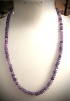 Ametiszt ásvány rondellnyaklánc selyemszálon