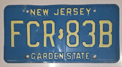 Eredeti Amerikai, USA New Jersey Garden State rendszám