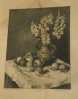 (K) Kiss Terézia (1928-2016) : Gyümölcsök virággal