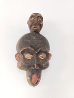 Majom maszk antik afrikai patinás fa maszk Bamileke népcsoport Kamerun africká maska D400 495 6142