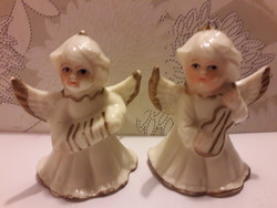 Karácsonyi porcelán fehér zenélő angyalkák 8cm. 2 db.hibátlan