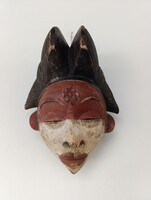 Afrikai maszk patinás fa maszk Punu népcsoport Gabon africká maska afrikanische Maske D73 487 6135