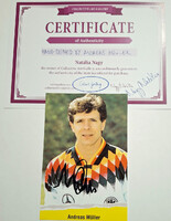 Andreas Möller (Frankfurt,Világbajnok) labdarúgó aláírása hitelesítéssel nyomtatványon