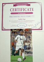 Júlio César (Real Madrid,BL Győztes) labdarúgó aláírása hitelesítéssel fotón