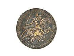 Max Le Verrier (Artus) Comtes de Champagne Bronz dísztál, három támasztékkal (1930-as évek)