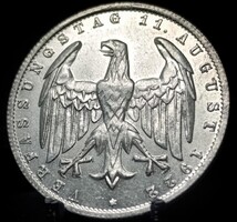 Németország 3 Márka, 1922 3 éves a Weimari Alkotmány Verdejel "G" – Karlsruhe D16D2