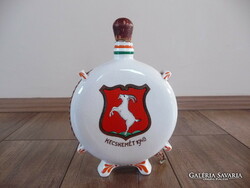 Régi Hollóházi Riolit Kecskeméti emlék kulacs 1948