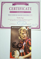 Bernd Schuster (Augsburg,Európa bajnok) labdarúgó kapus aláírása hitelesítéssel nyomtatványon