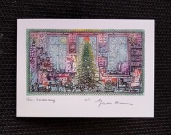 Gross Arnold: KIS-KARÁCSONY | összehajtható, postatiszta képeslap
