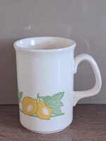 Angol porcelán bögre, teás, gyümölcs mintás, citrom