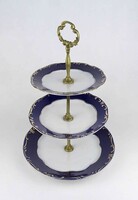 1Y343 Három emeletes Zsolnay Pompadour porcelán kínáló tál 33.5 cm