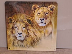 Fémtábla, falidísz, falikép,oroszlán