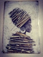 Afrikai nő fém dekoráció tábla 20*30 cm.