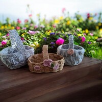 Kézzel horgolt nyuszi kosarak