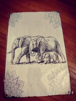 Elefántos fém dekoráció tábla 20*30 cm.