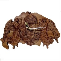 Faragott Nagy-Magyarország térkép angyalos címerrel falióra dió színben, díszdobozban