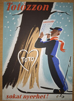 Totózzon, sokat nyerhet, Macskássy jelzéssel reklám plakát 1960-as évek