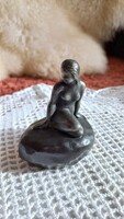 Vintage sellő bronz szobor a "kis hableány", magassága: 9,5 cm, szélesség 7 cm